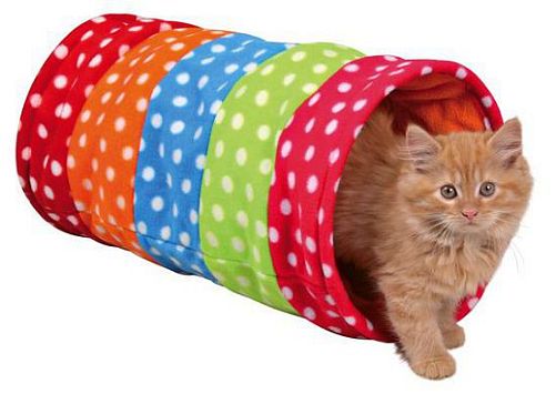 Тоннель TRIXIE для кошки, 25х50 см, горошек, флис
