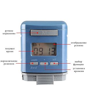 Автокормушка SUNSUN с&nbsp;дисплеем и&nbsp;таймером, индикация времени и&nbsp;разряда, средняя