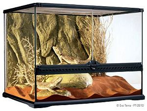 Exo Terra террариум из силикатного стекла с дверцами, покровной сеткой и декоративным фоном, 60х45×45 см