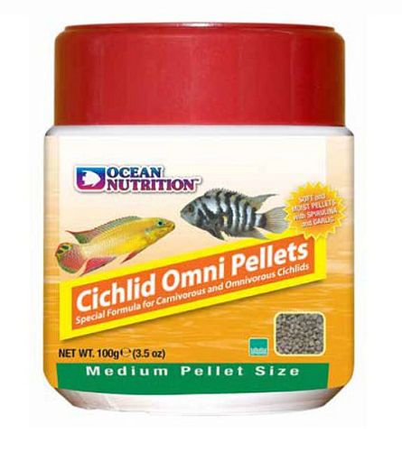Корм Ocean Nutrition Cichlid Omni Pellet Medium для хищных цихлид, гранулы 3,8 мм, 100 г