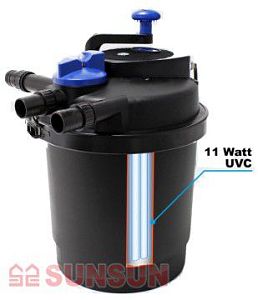 Фильтр прудовый напорный SUNSUN CPF-10000&nbsp;с&nbsp;UV-стерилизатором, обратной промывкой, 25&nbsp;л, 10&thinsp;000&nbsp;л/ч, UV-11&nbsp;Вт