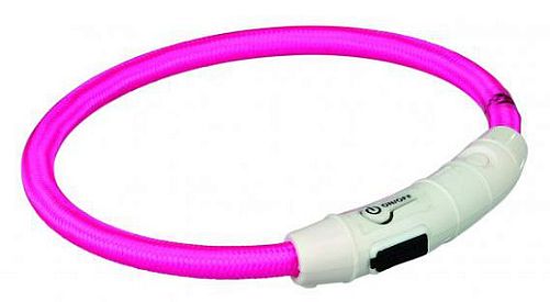 Мигающее кольцо TRIXIE для собак USB, L–XL: 65 см, D 7 мм, нейлон, розовый