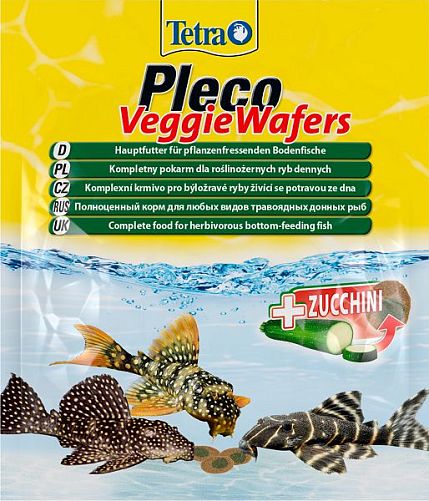 TetraPleco Veggie Wafers корм для растительноядных донных рыб, пластинки 15 г