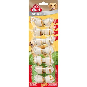 8in1 Delights Bone Курица жевательная коcточка для собак, обернутая сыромятной кожей