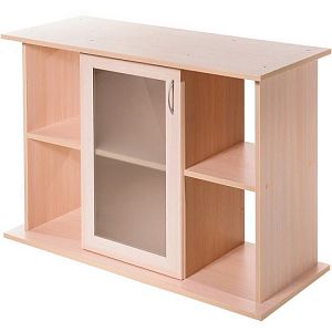 Тумба под аквариум LUX 200 л, прямая, ДСП с 1 тонированной стеклянной дверцей МДФ, выбеленный дуб