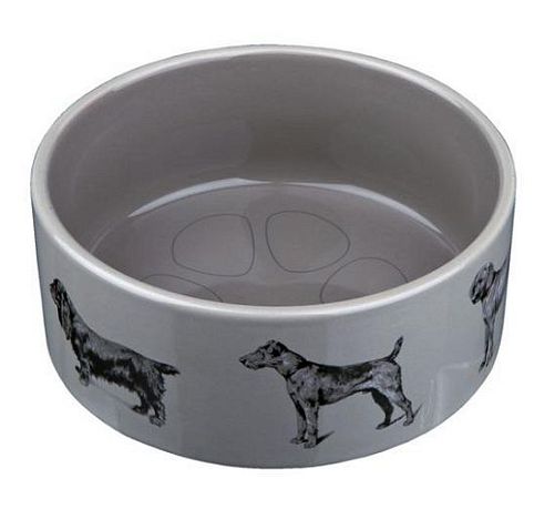 Миска TRIXIE с рисунком "собаки", керамика, 0,6 л, D 16 см, серый