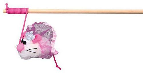 Игрушка-удочка TRIXIE Мышь-невеста Princess для кошки, 30 см, плюш, розовый