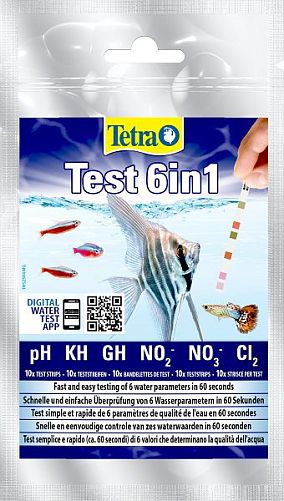 Экспресс-тест Tetratest Stripes 6в1 для быстрой проверки качества воды, 10 экспресс-полосок