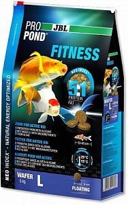 Корм JBL ProPond Fitness L для активных карпов кои большого размера, плавающие чипсы 12 л