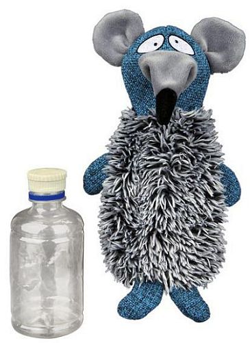 Игрушка TRIXIE Крыса с бутылкой, плюш, текстиль, пластик, 21 см