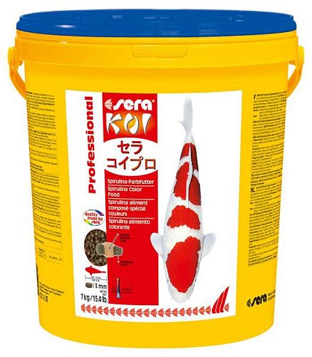 Sera KOI Prof. Spirulina Color основной корм для яркой окраски и роста рыб, 7 кг