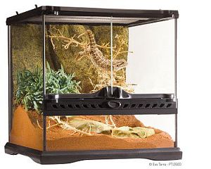 Exo Terra террариум из силикатного стекла с дверцами, покровной сеткой и декоративным фоном, 30х30×30 см