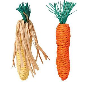 Набор игрушек TRIXIE «Морковь и Кукуруза» для грызунов, сизаль, 15 см, 2 шт.