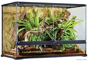 Exo Terra террариум из силикатного стекла с дверцами, покровной сеткой и декоративным фоном, 90х45×60 см