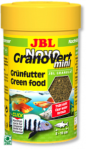 JBL NovoGranoVert mini Refill корм для небольших растительноядных рыб, банка без дозатора, мини-гранулы 100 мл