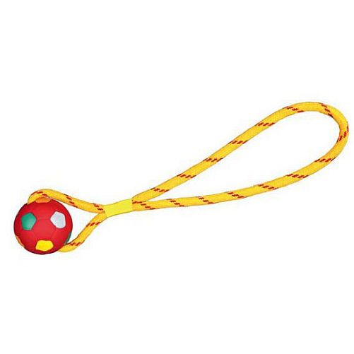 Игрушка-мяч TRIXIE футбольный на веревке, натуральная резина, хлопок, цвет в ассортименте, D 6 см, 38 см