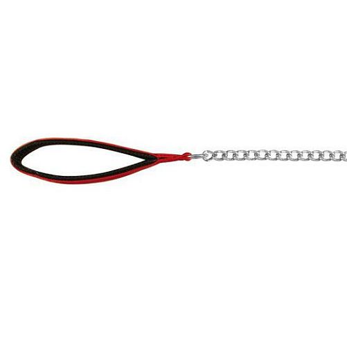 Поводок-цепь TRIXIE с нейлоновой ручкой, металл, 110 см, 3 мм, красный