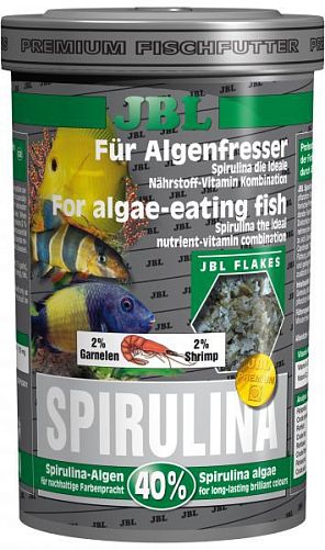 Основной корм JBL Spirulina премиум для растительноядных рыб, хлопья 1 л