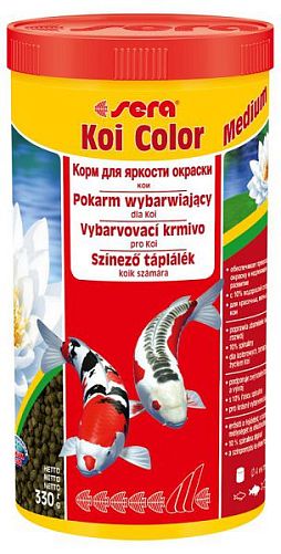 Sera KOI COLOR medium корм для яркой окраски кои, средние гранулы 1 л