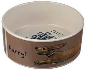 Миска TRIXIE «Бегущая собака», керамика, 0,8 л, D 16 см, кремовая