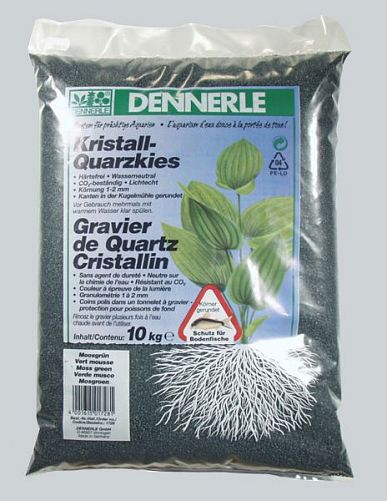Аквариумный грунт Dennerle Kristall-Quarz, гравий 1-2 мм, темно-зеленый, 5 кг