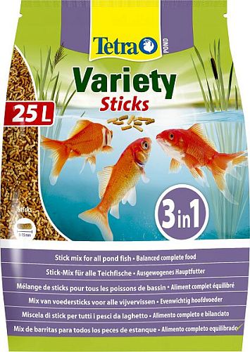 TetraPond Variety Sticks bucket корм для всех видов прудовых рыб, смесь палочек 25 л
