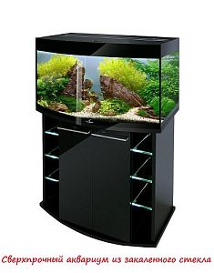 Аквариум Biodesign CRYSTAL PANORAMIC 145 черный суперглянец, без светильника, 144 л, 81х41×53 см