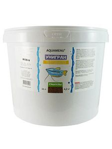 Корм ежедневный Аква Меню Унигран для мелких и средних аквариумных рыб, гранулы, 11 л, 4,2 кг
