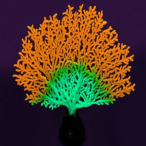 Флуоресцентная аквариумная декорация GLOXY Коралл веерный оранжевый, 13,5х3&times;16&nbsp;см