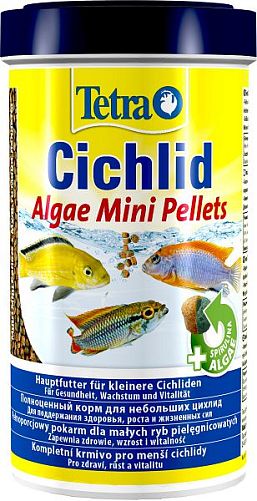 TetraCichlid Algae Mini корм для травоядных небольших цихлид, мини мульти шарики 500 мл
