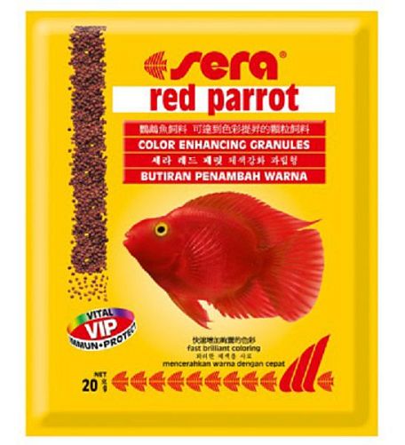 Sera RED PARROT основной корм для рыб-попугаев и других привередливых ярко окрашенных рыб, пакетик, гранулы 20 г
