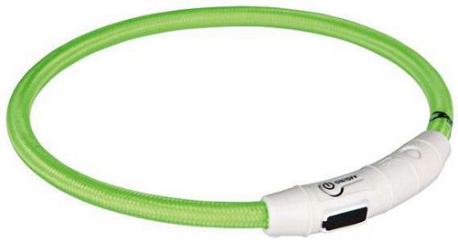 Мигающий ошейник TRIXIE для собак USB, L–XL: 65 см, нейлон, зеленый
