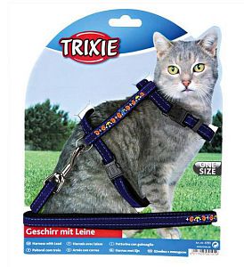 Шлейка TRIXI для кошки, вельвет с вышивкой