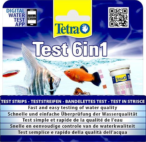 Tetratest Stripes 6в1 тест 6 в 1 для быстрой проверки качества пресной воды, 25 шт.