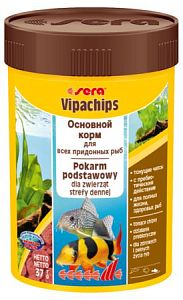 Основной корм Sera VIPACHIPS для придонных рыб, чипсы 100 мл