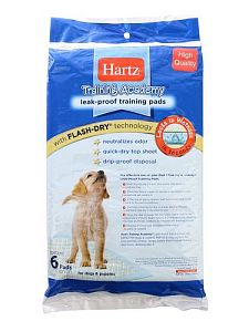 Пеленки впитывающие HARTZ Puppy Training Pads для щенков и взрослых собак, 56×56 см, 6 шт.