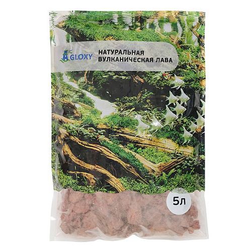 Лава Gloxy для растительного аквариума, красная, 20-30 мм, 5 л