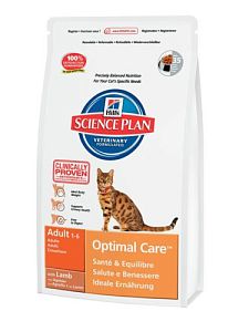 Корм Hill’s Science Plan Adult Optimal Care для взрослых кошек, с ягненком