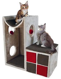 Домик-башня TRIXIE «Nevio» для кошки, 70 см, светло-серый, красный