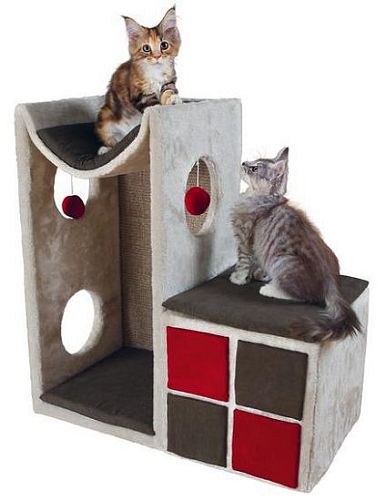 Домик-башня TRIXIE "Nevio" для кошки, 70 см, светло-серый, красный