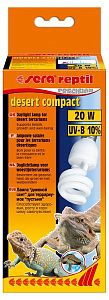 Лампа Sera reptil desert compact UV-B 10%, 20 Вт
