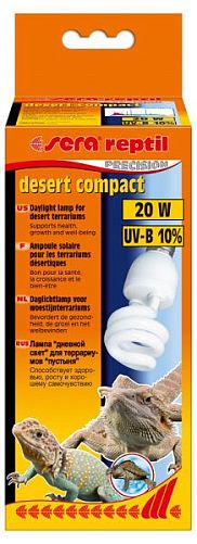 Лампа Sera reptil desert compact UV-B 10%, 20 Вт