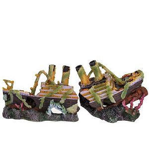 Декор Prime «Затонувший пароход», пластик, 515х145×215 мм