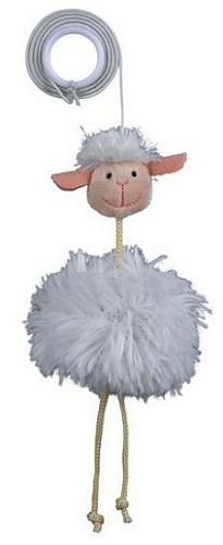Игрушка TRIXIE Овца с колокольчиком для кошек, на резинке, 20 см, плюш