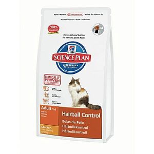 Корм Hill’s Science Plan Adult Hairball Control для кошек, вывод комков шерсти, с курицей