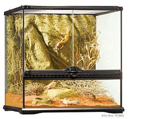 Exo Terra террариум из силикатного стекла с дверцами, покровной сеткой и декоративным фоном, 45х45×45 см