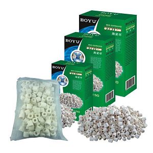 Наполнитель BOYU керамические кольца пористые для фильтров, 150&nbsp;г