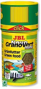 JBL NovoGranoVert mini корм для небольших растительноядных рыб, банка с дозатором, мини-гранулы 100 мл
