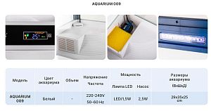 Аквариум ЧЕРЕПАШАТНИК Barbus LED Filtr БЕЛЫЙ, 355Х250×300 мм