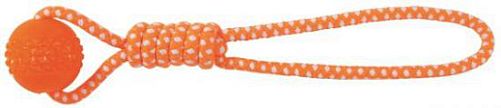 Шар TRIXIE на веревке, D 6 см, 42 см, оранжевый, белый